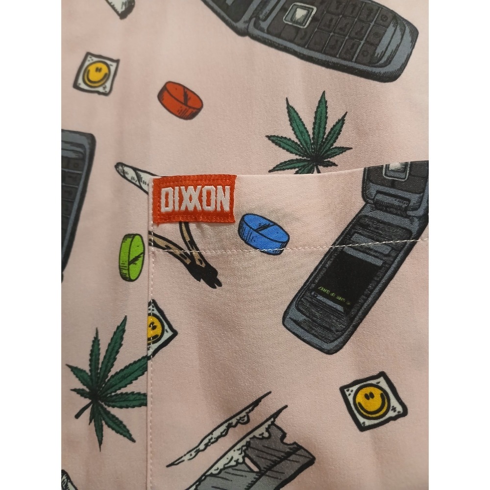 Mens Dixxon Flannel "The New Guy" short sleeve party shirt LARGE pink - Picture 2 of 4